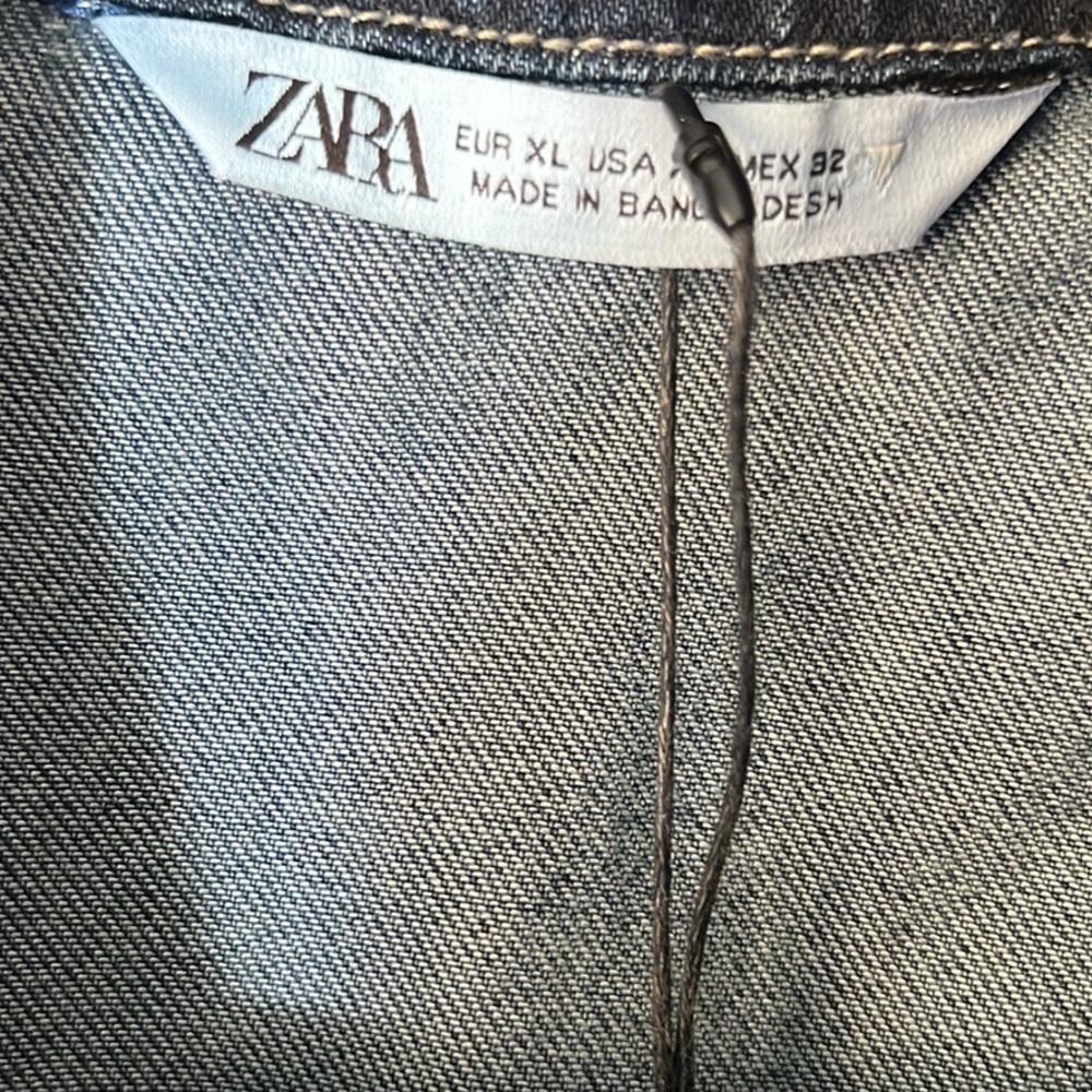 Zara Denim Maxi Dress & Long Blue Jean Jacket Trench Coat Womens XL 10 12 14 - Picture 10 of 12